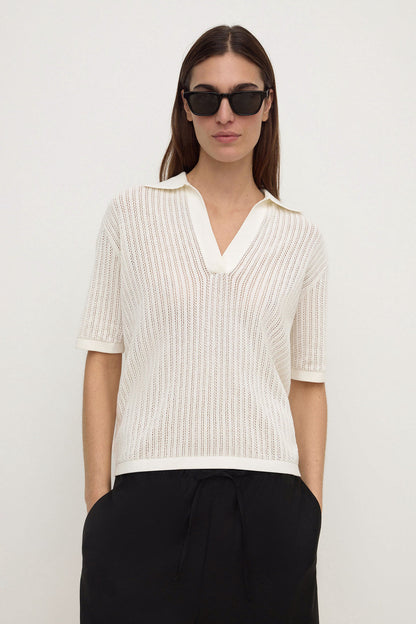 Assembly Label | Nina Cotton Knit Polo - Antique White