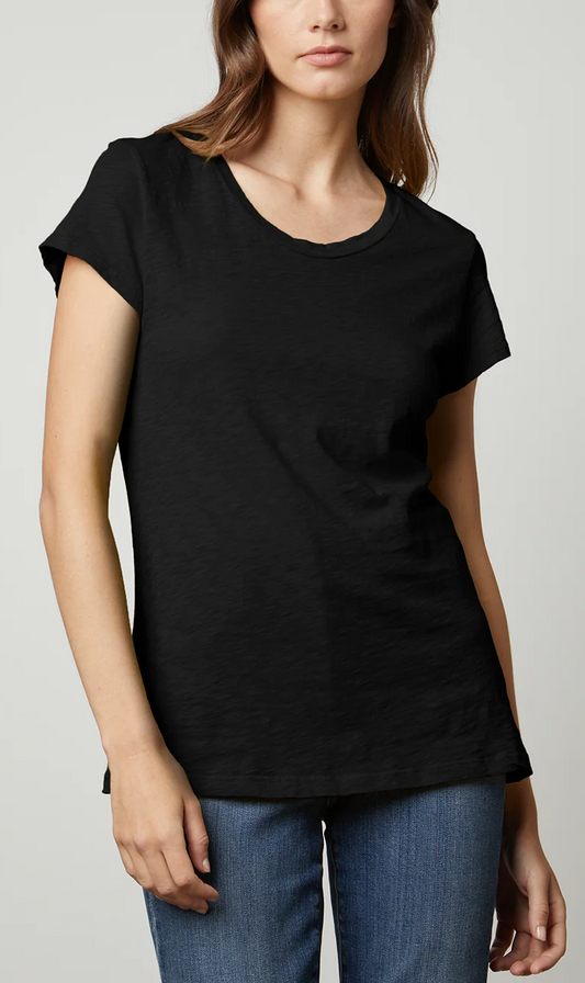 Velvet | Odelia Cotton Slub Crew Neck Tee - Black