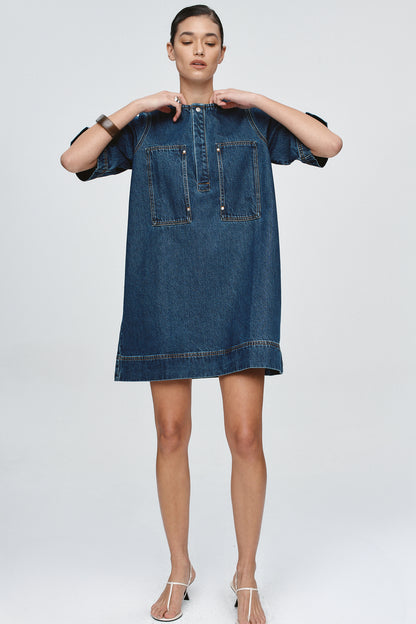 Marle | Patch Pocket Dress - Classic Blue