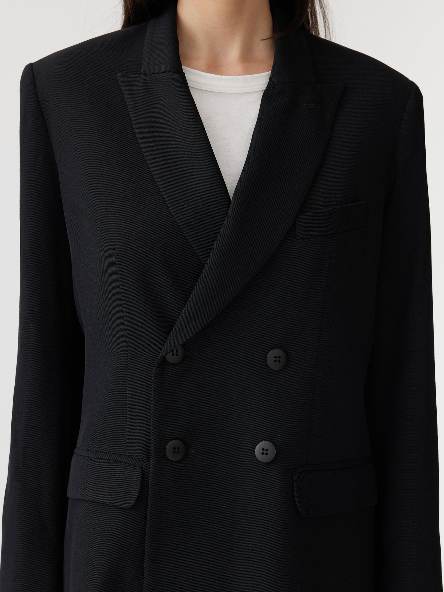 Bassike | Twill Double Breasted Blazer - Black