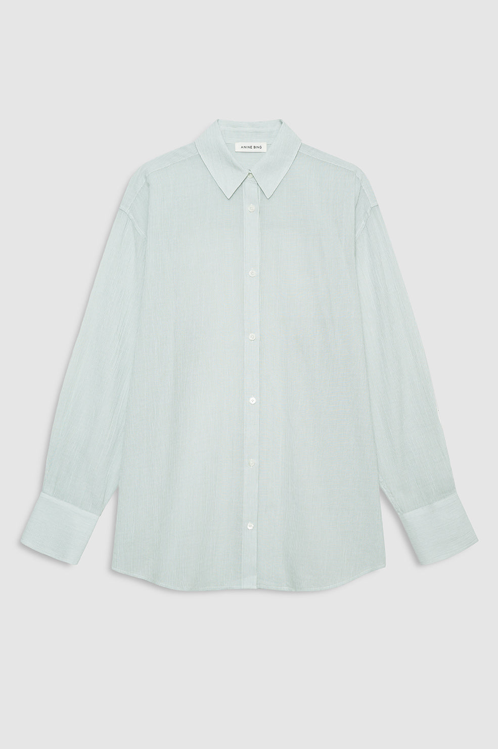 Anine Bing | Plaza Shirt - Green & White Mini Stripe
