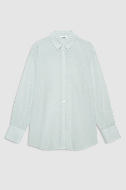 Anine Bing | Plaza Shirt - Green & White Mini Stripe