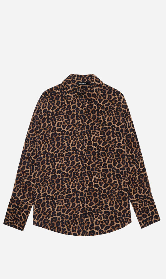 Anine Bing | Bridget Shirt - Black & Brown Leopard
