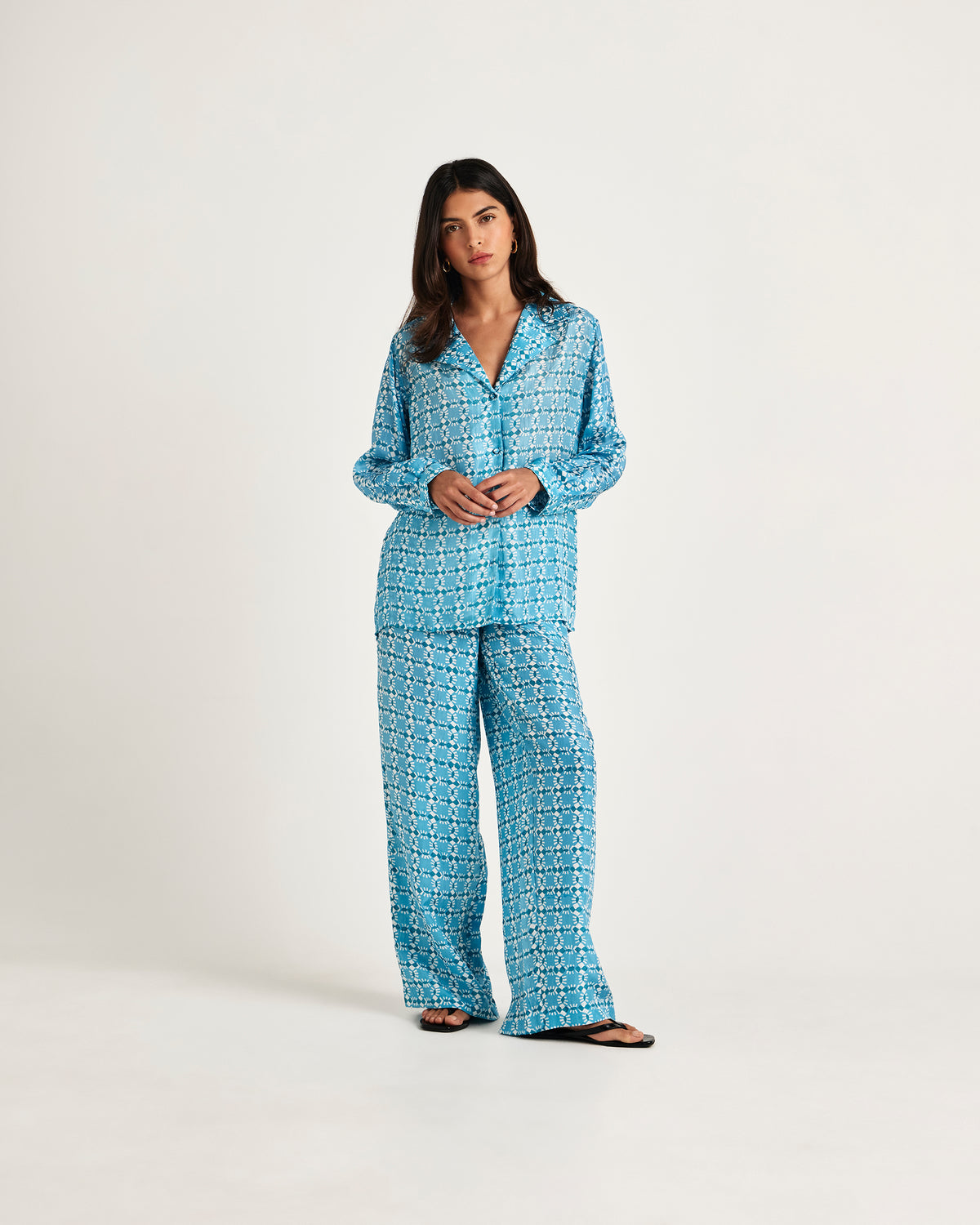 Chameli | Empress Long Sleeve Shirt - Blue Nazar