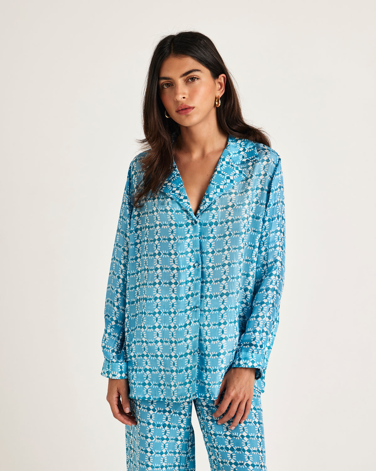 Chameli | Empress Long Sleeve Shirt - Blue Nazar