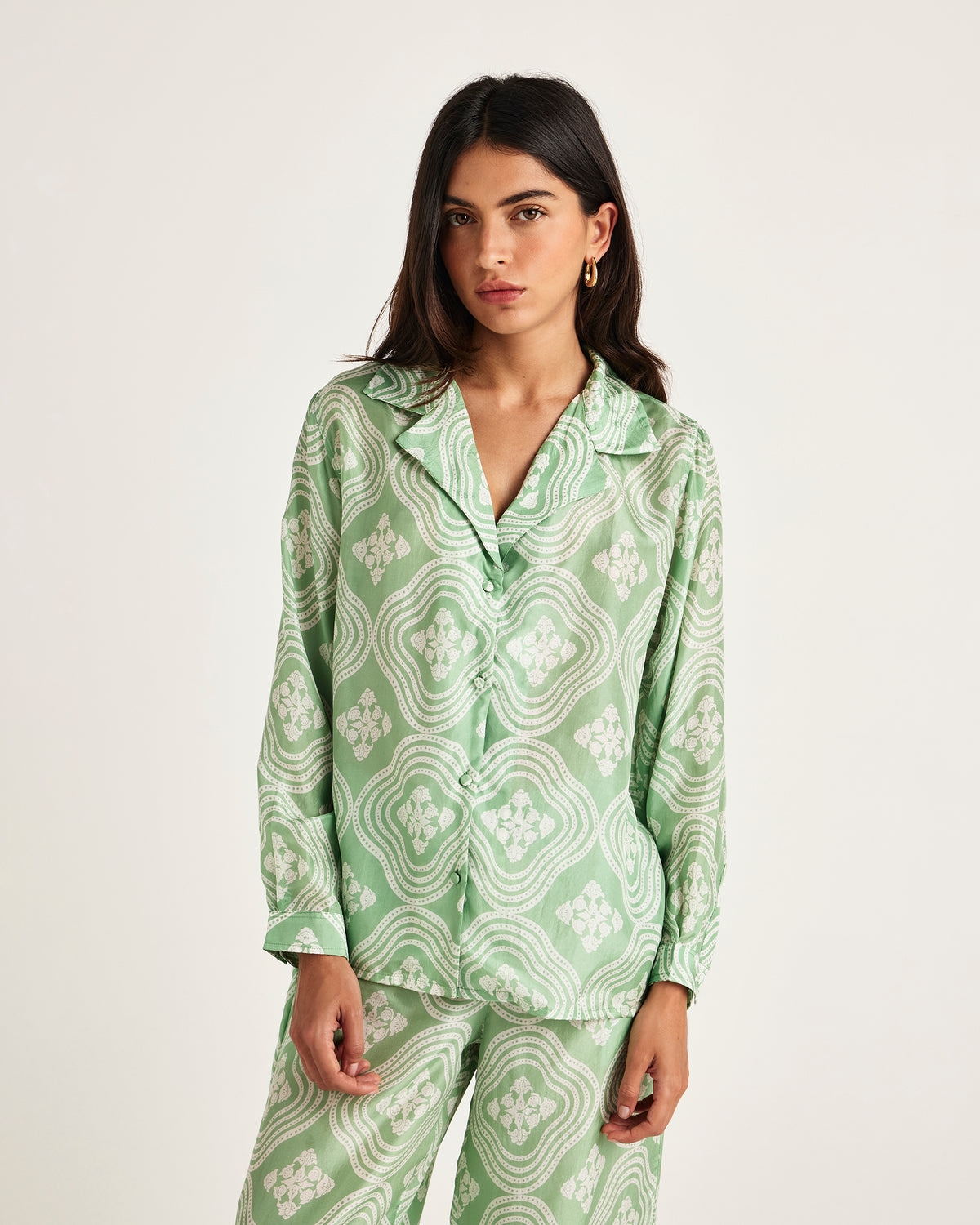 Chameli | Empress Long Sleeve Shirt - Wavy Meadow
