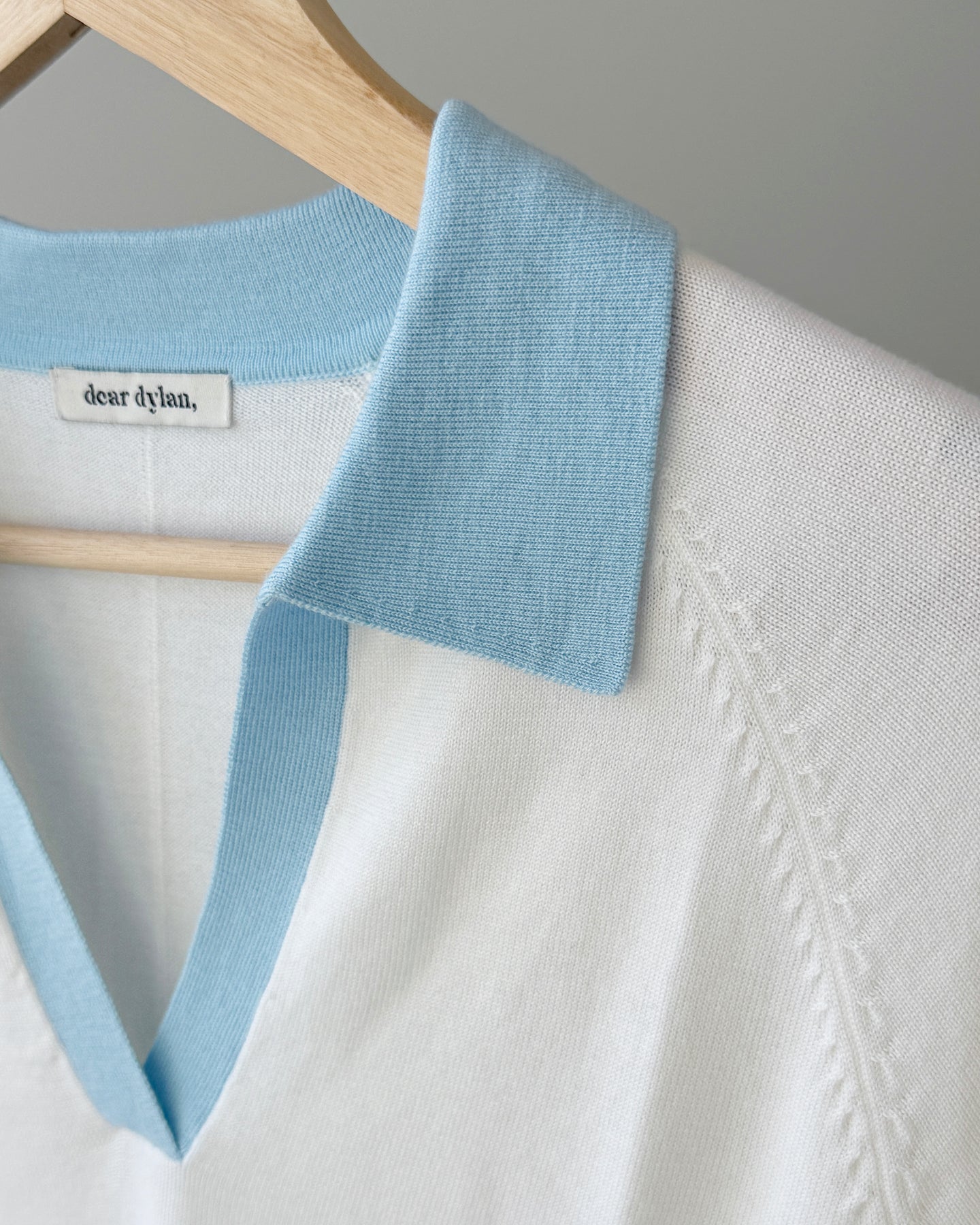 Dear Dylan | Merino Palmer Polo - Ivory/Azul