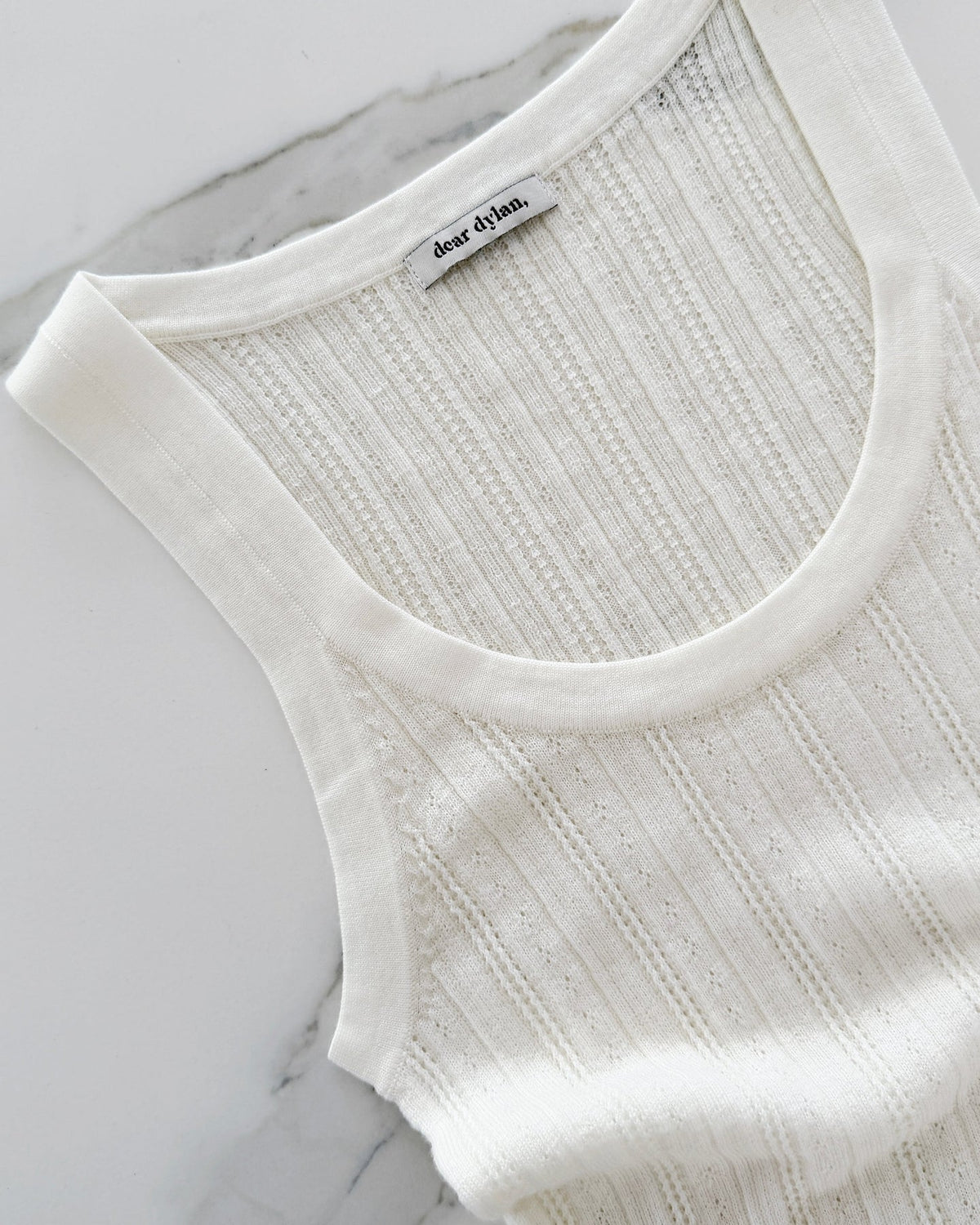 Dear Dylan | Merino Pointelle Daily Tank - Ivory