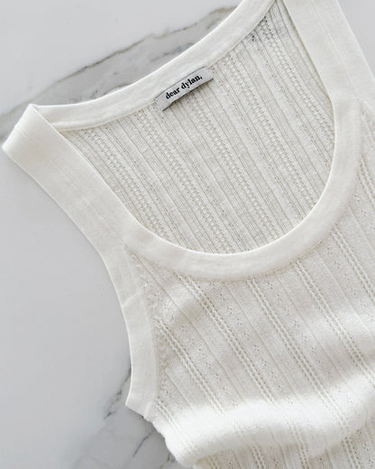 Dear Dylan | Merino Pointelle Daily Tank - Ivory