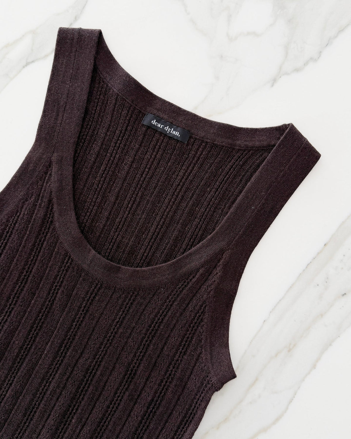 Dear Dylan | Merino Pointelle Daily Tank - Cocoa