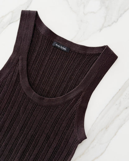 Dear Dylan | Merino Pointelle Daily Tank - Cocoa
