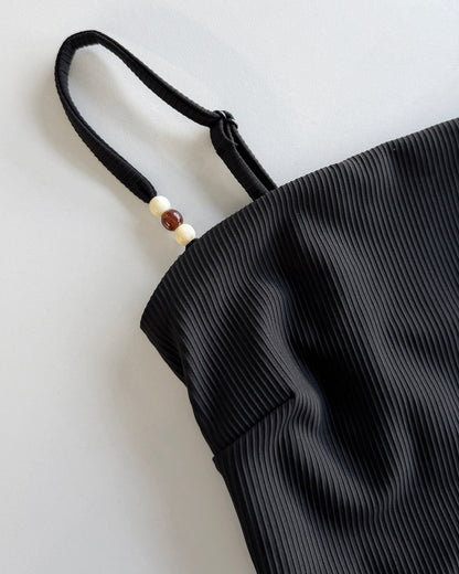 Dear Dylan | Swim One Piece - Noir Rib