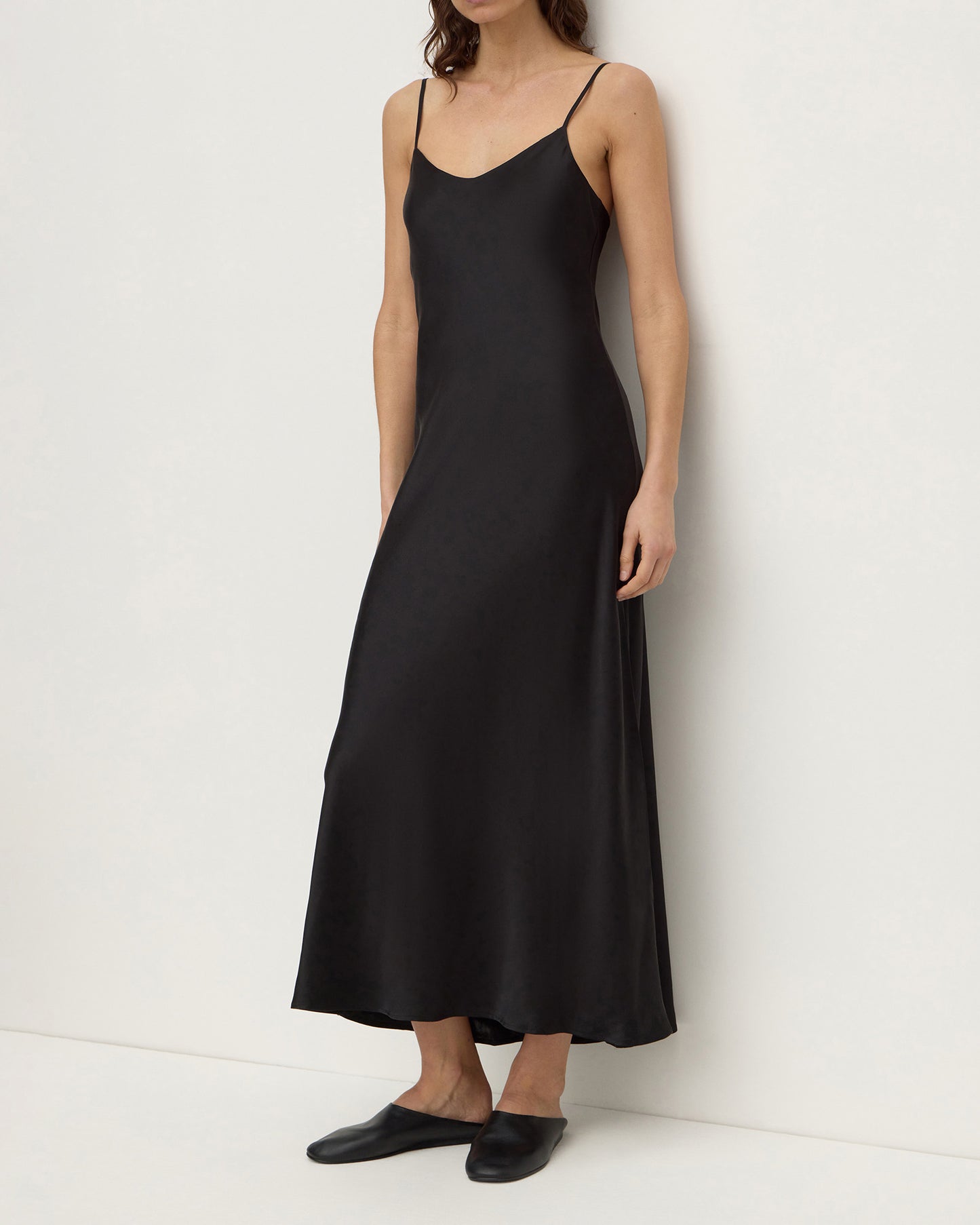 Assembly Label | Pippa Silk Bias Slip Dress - Black