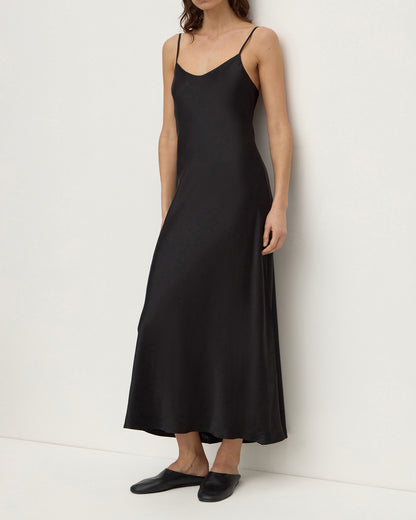 Assembly Label | Pippa Silk Bias Slip Dress - Black
