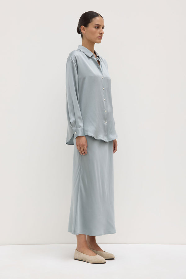 Assembly Label | Pippa Silk Long Sleeve Shirt - Cloud