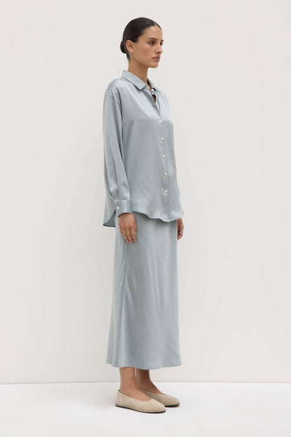 Assembly Label | Pippa Silk Long Sleeve Shirt - Cloud