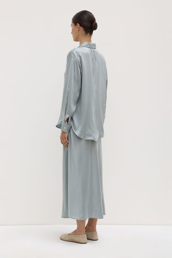 Assembly Label | Pippa Silk Long Sleeve Shirt - Cloud