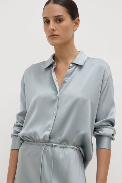 Assembly Label | Pippa Silk Long Sleeve Shirt - Cloud