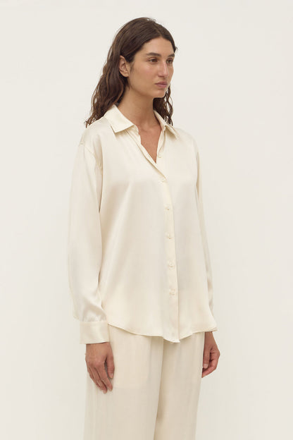 Assembly Label | Pippa Silk Long Sleeve Shirt - Cream