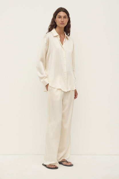 Assembly Label | Pippa Silk Long Sleeve Shirt - Cream