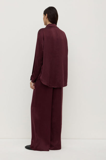 Assembly Label | Pippa Silk Long Sleeve Shirt - Merlot