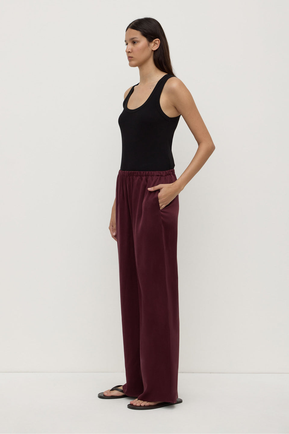 Assembly Label | Pippa Silk Pant - Merlot