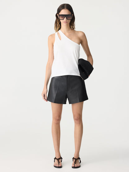 Bassike | Spliced One Shoulder Tank - White
