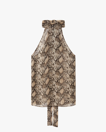 Nili Lotan | Alla Halterneck Top - Stone/Brown Snake