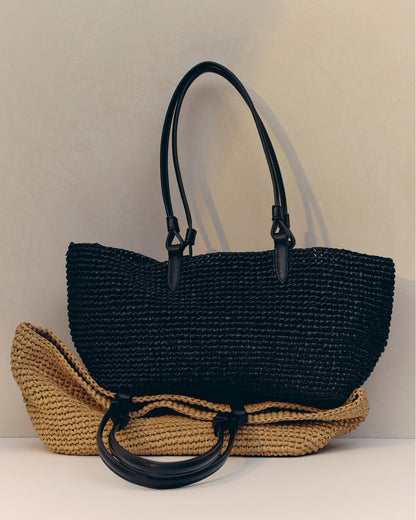 Deadly Ponies | Medium Bandit Tote - Black Raffia