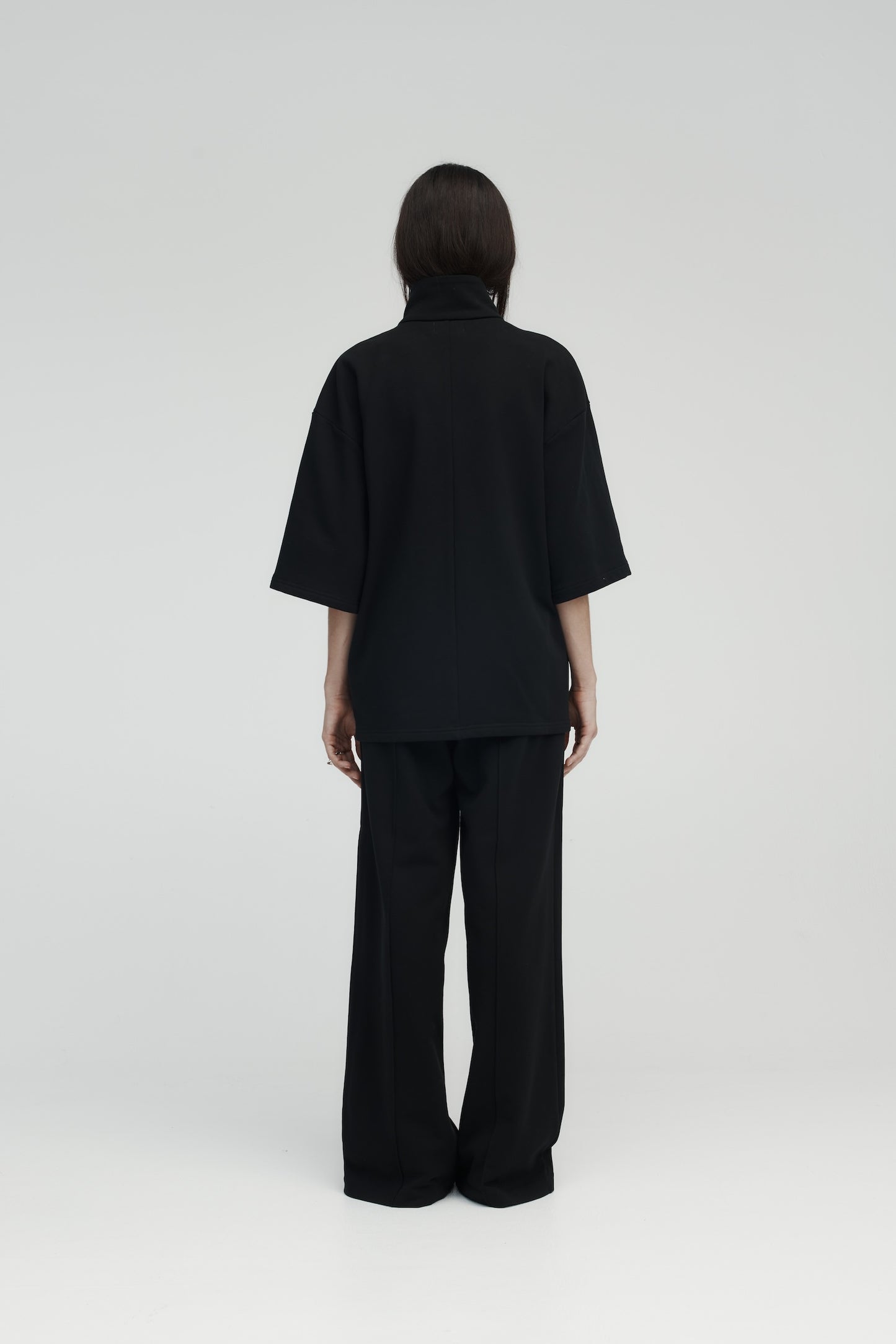 Rebe | Cotton Zip Sweater - Black