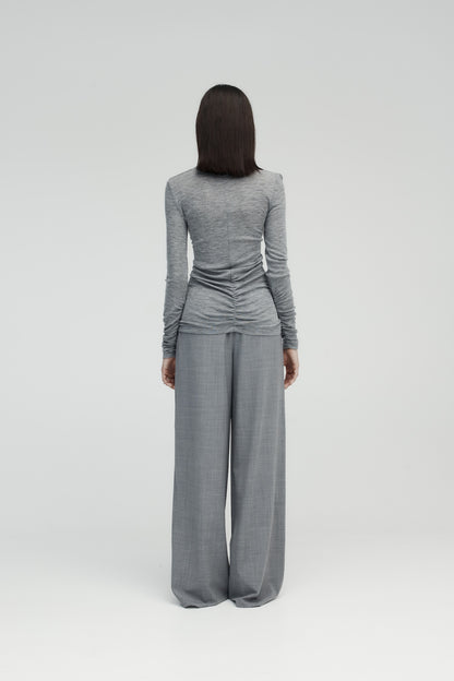 Rebe | Ruched Longsleeve Merino - Grey