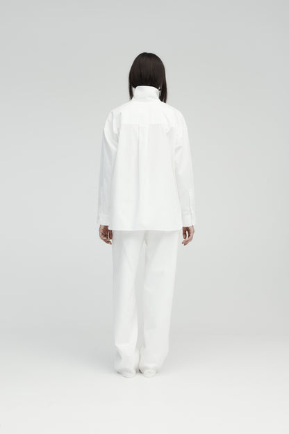 Rebe | Piped Shirt - White