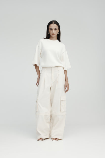 Rebe | Short Sleeve Shoulder Knit - Ivory