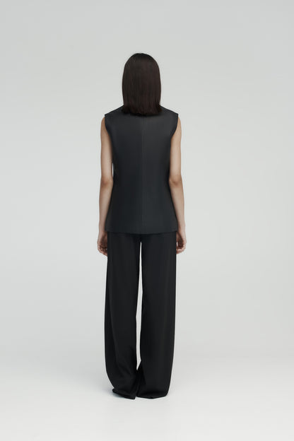 Rebe | Leather Vest - Black