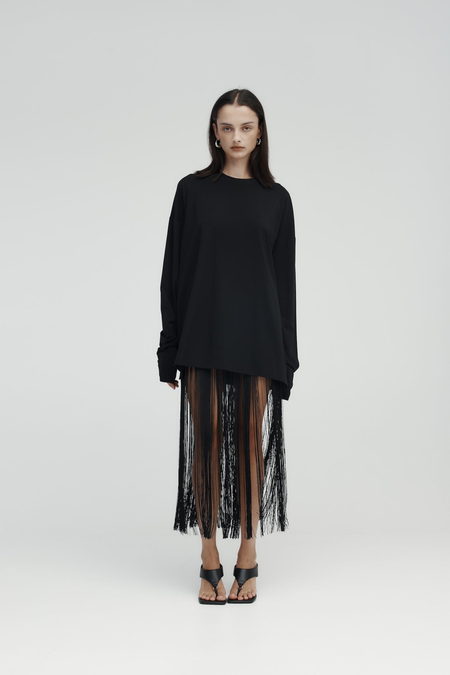 Rebe | Long Sleeve Drop T.Shirt - Black