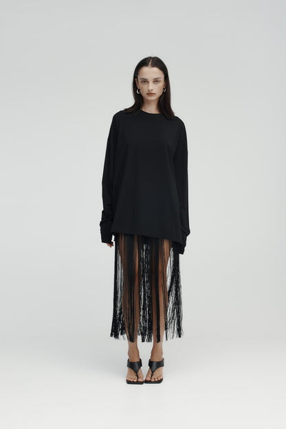 Rebe | Long Sleeve Drop T.Shirt - Black