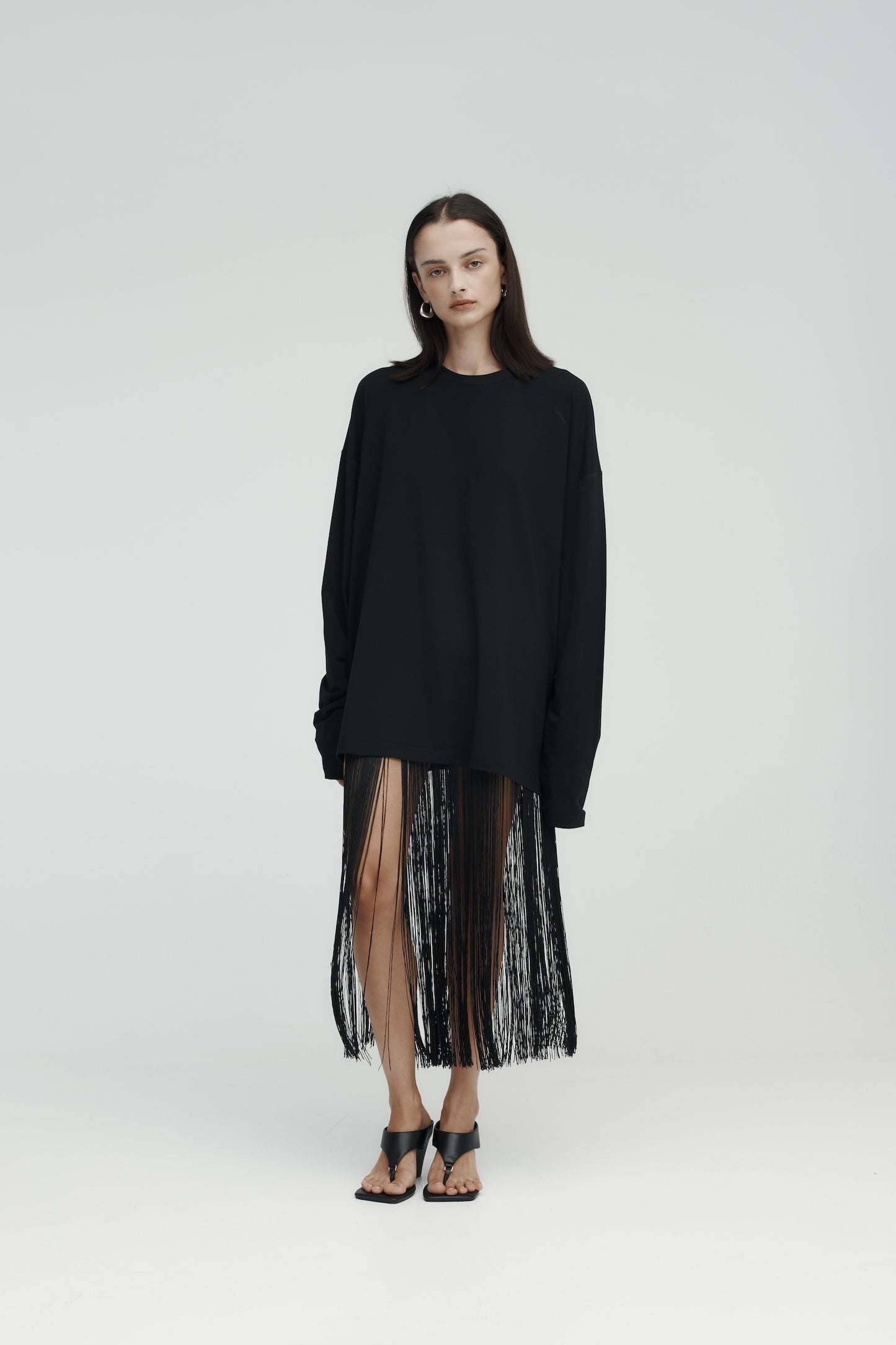 Rebe | Long Fringe Belt - Black