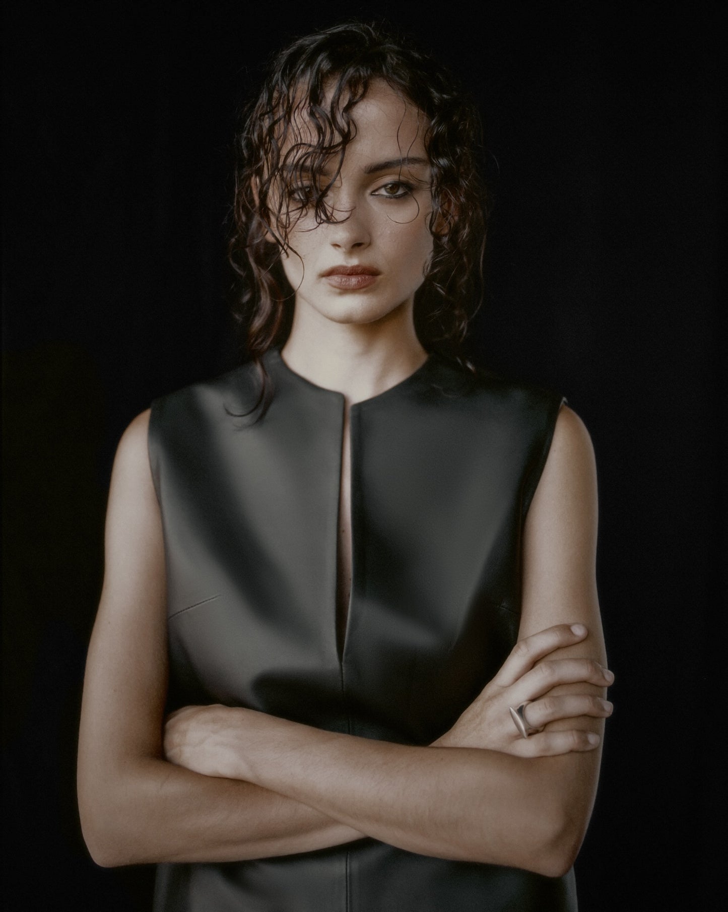 Rebe | Leather Vest - Black