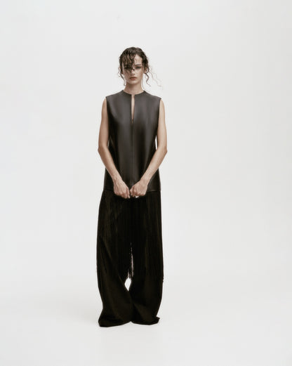 Rebe | Leather Vest - Black
