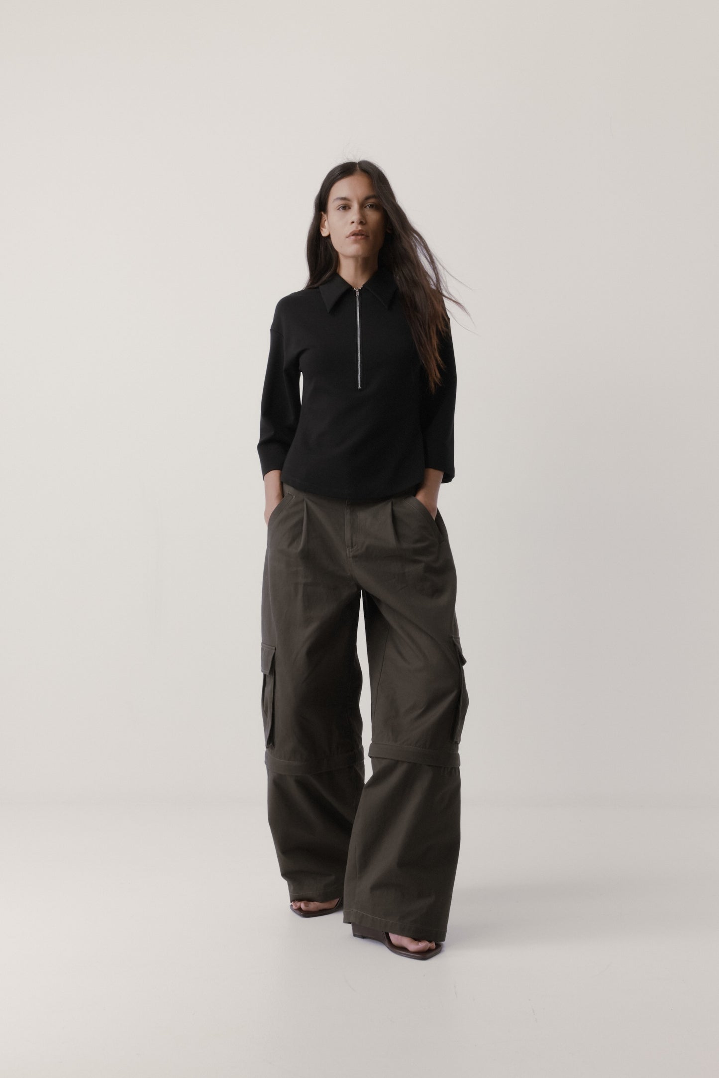 Rebe | Zip Front Polo - Black