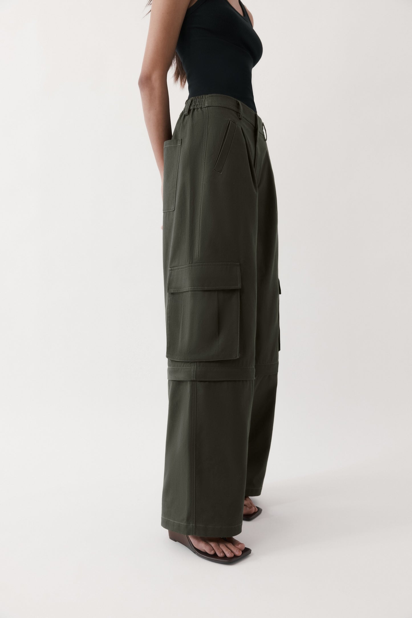Rebe | Convertible Cargo Trouser - Olive Brown