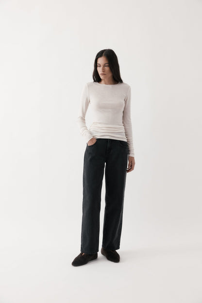 Rebe | Ruched Long Sleeve Merino - Ivory