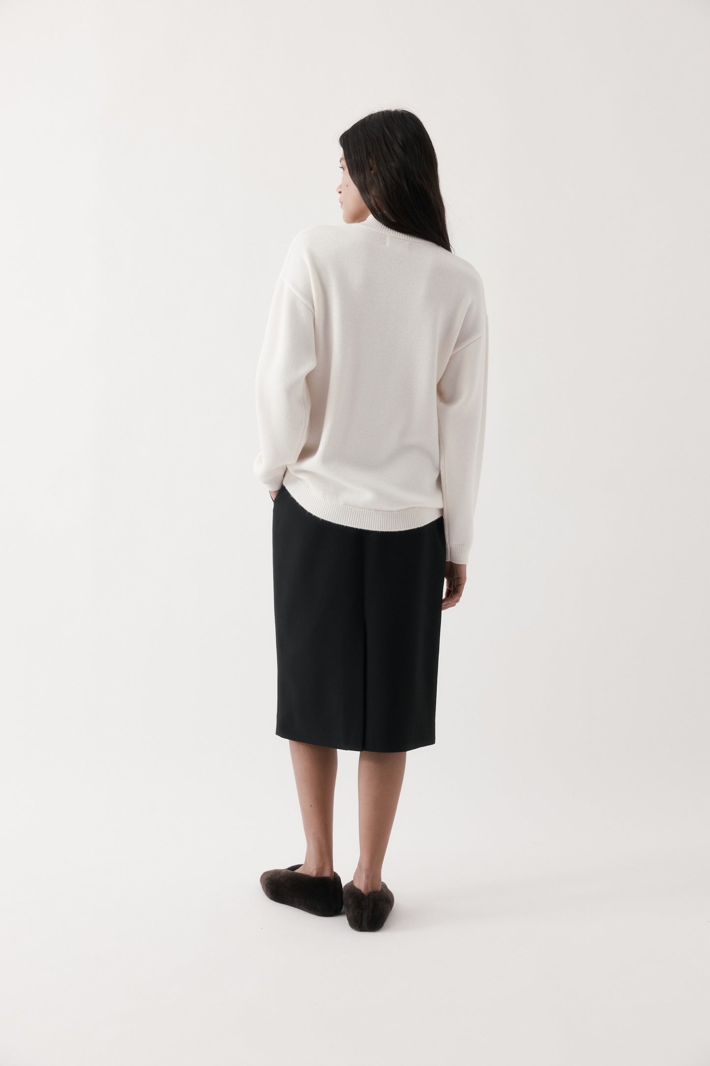 Rebe | Half Zip Knit Sweater - Ivory