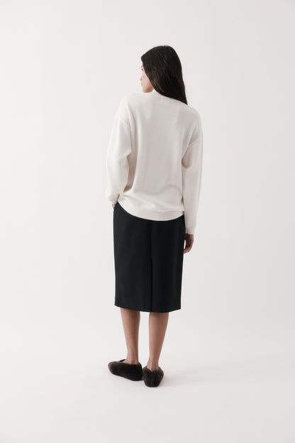 Rebe | Half Zip Knit Sweater - Ivory