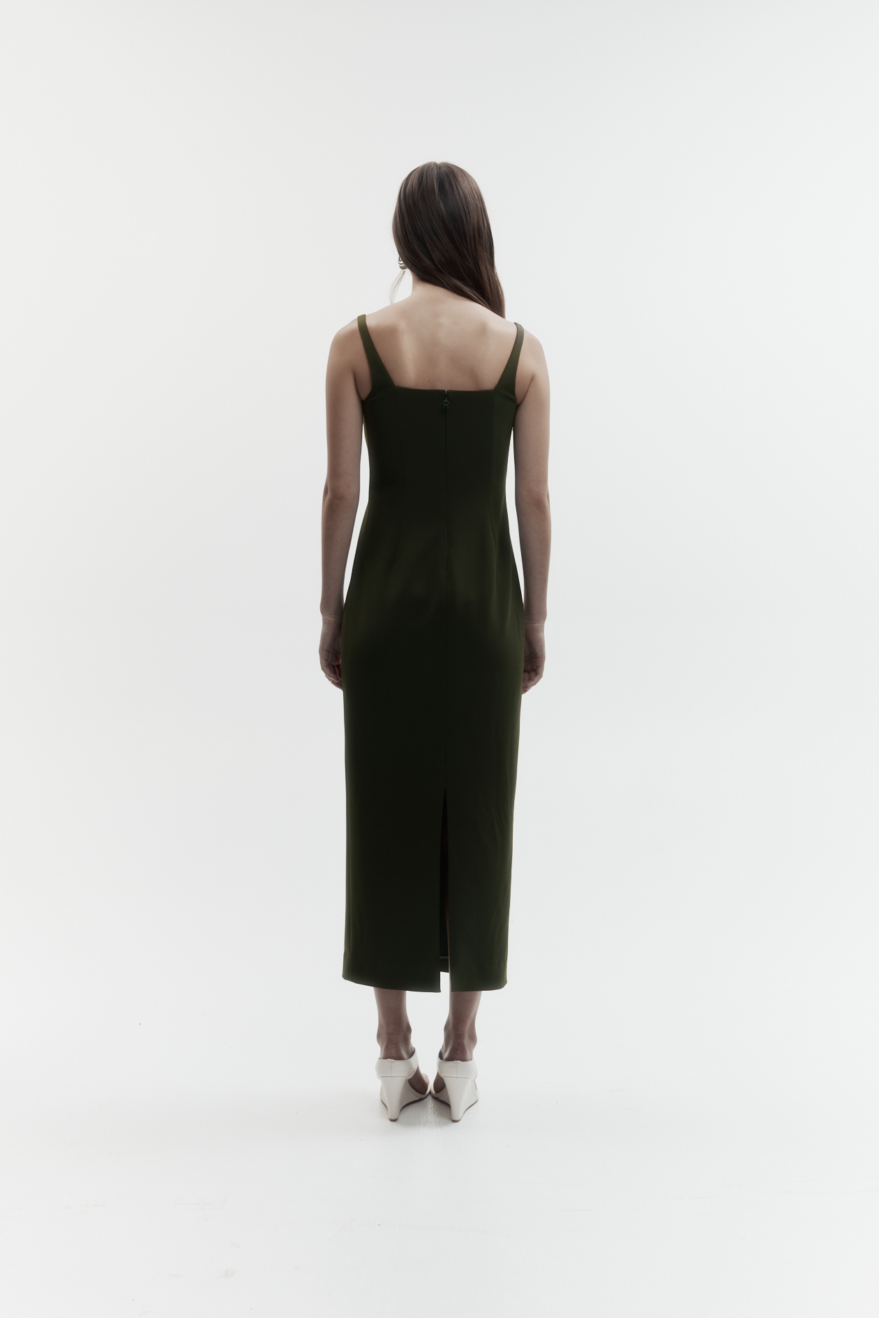Rebe | Column Cape Dress - Olive
