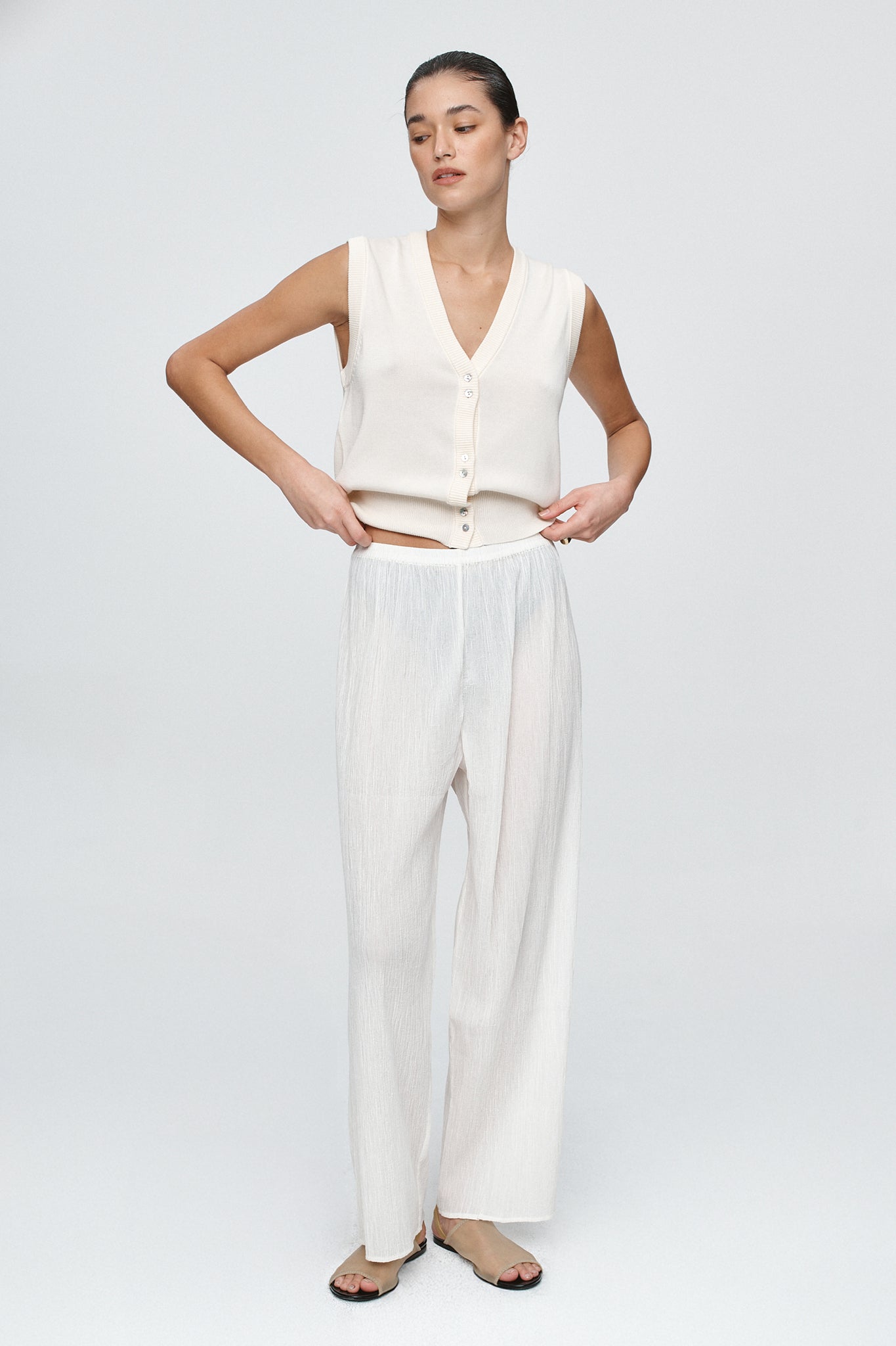 Marle | Renee Pant - Ivory Crinkle