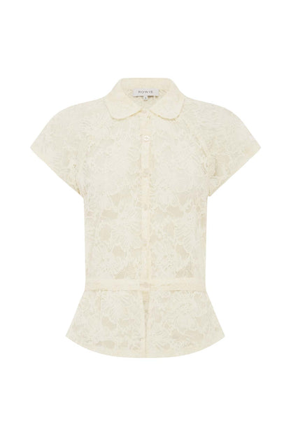 Rowie The Label | Allie Peplum Blouse - Creme Lace