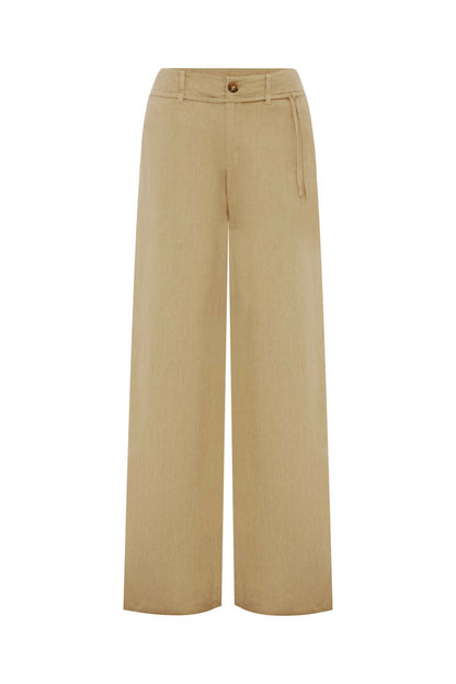 Rowie The Label | Carlotta Linen Curve Pants - Khaki