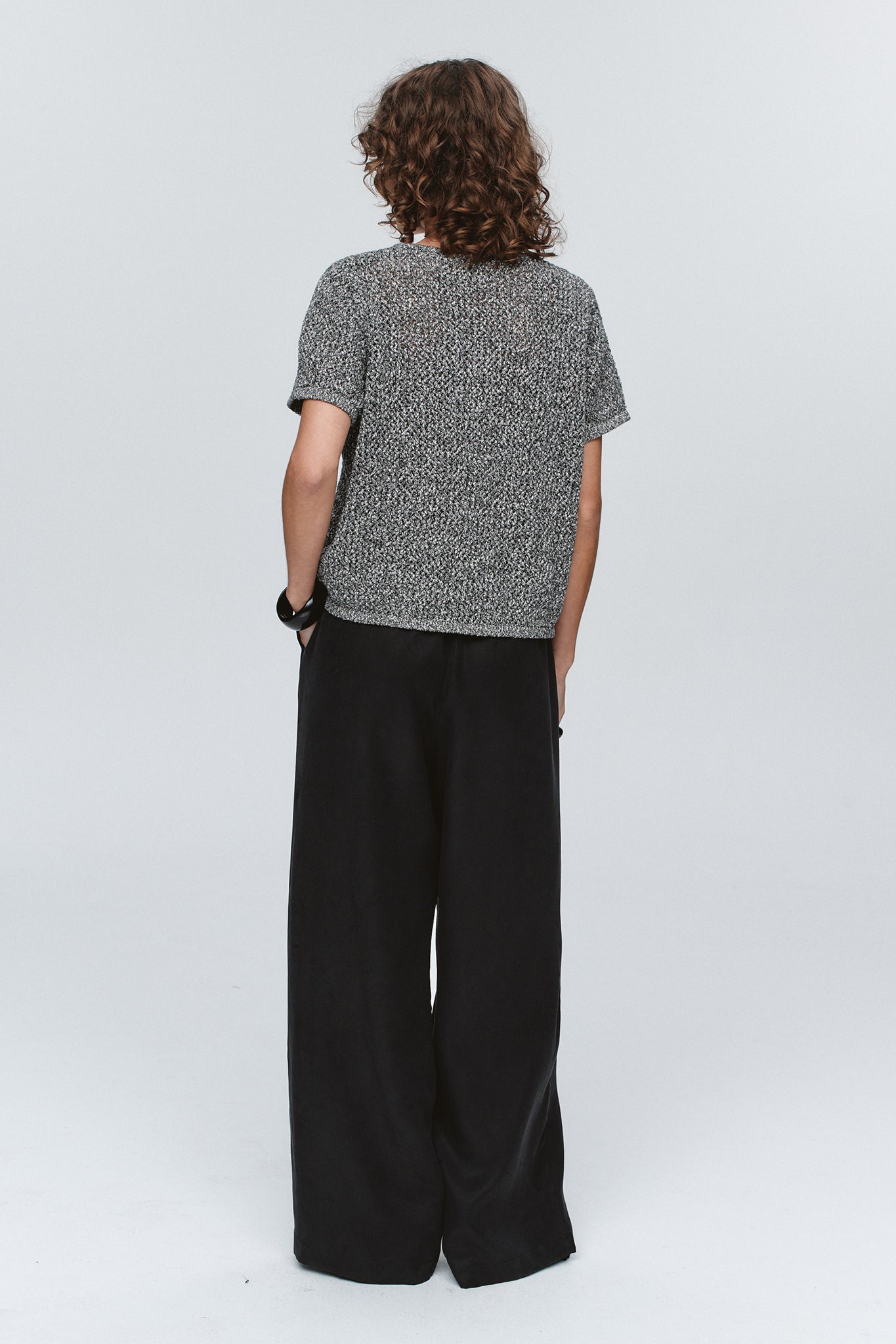 Marle | Rumi Top - Black/Ivory Melange