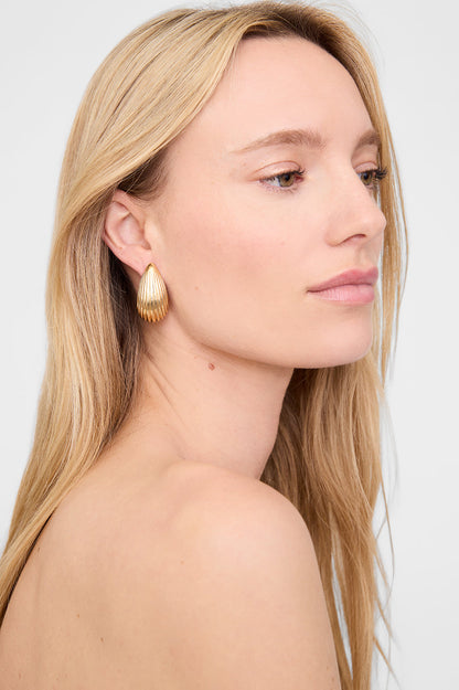 Anine Bing | Ribbed Drop Earrings - Gold
